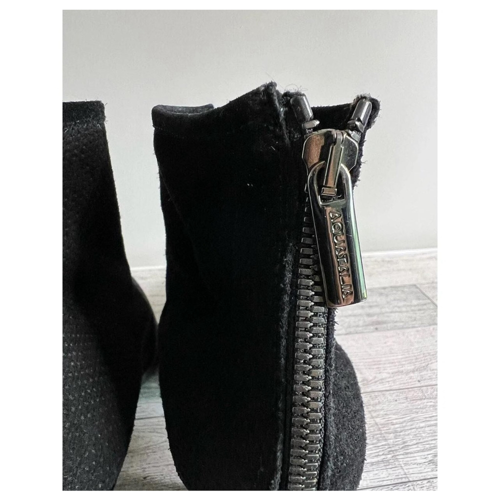 Aquatalia Boots Womens Size 9 Black Suede Ankle Booties Whimsigoth Witchy Boho - Picture 10 of 14